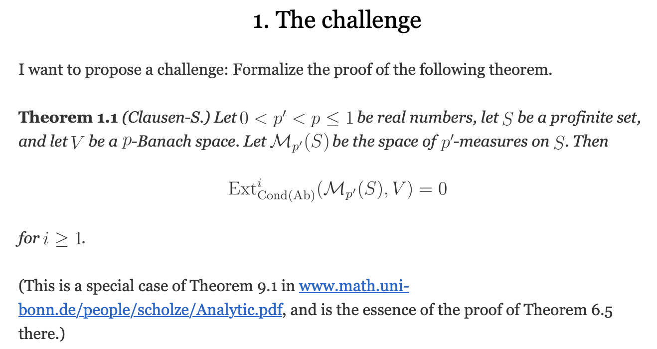 A challenge from Peter Scholze