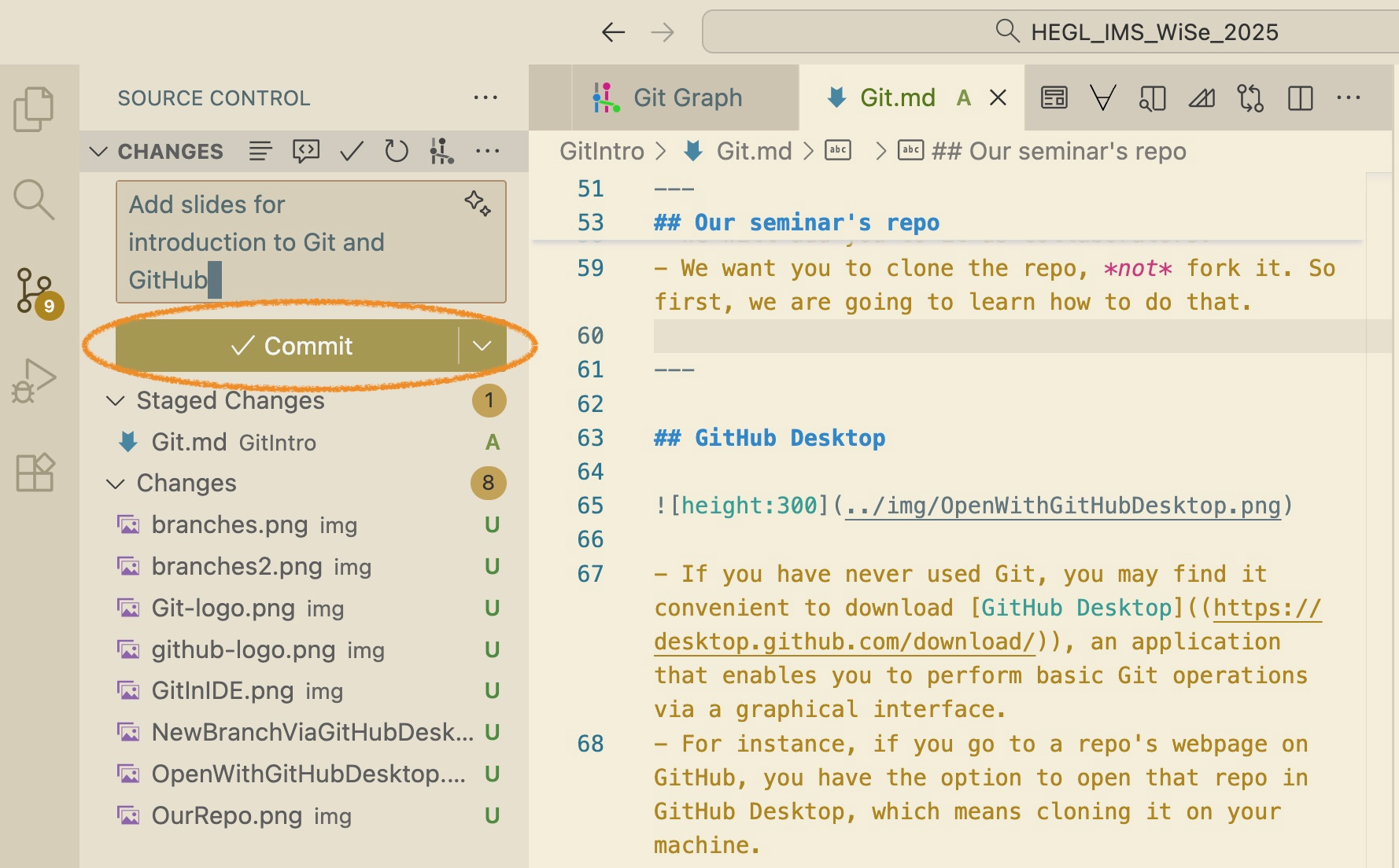 Screenshot of VS Code source control